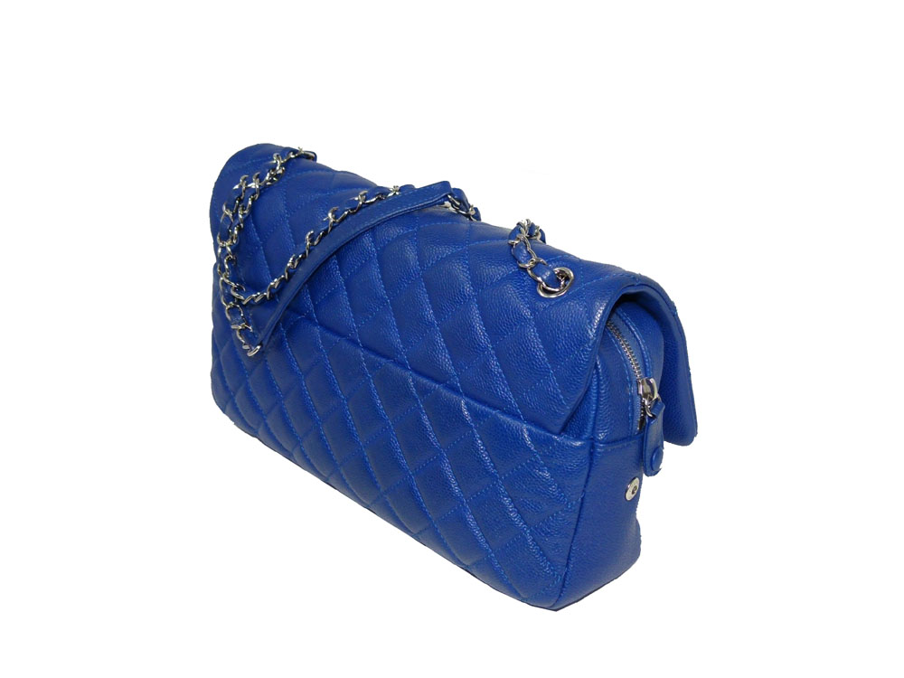 Chanel 17953750 13S Blue Fonce Caviar Easy Flap Bag Silver Hardware-27176