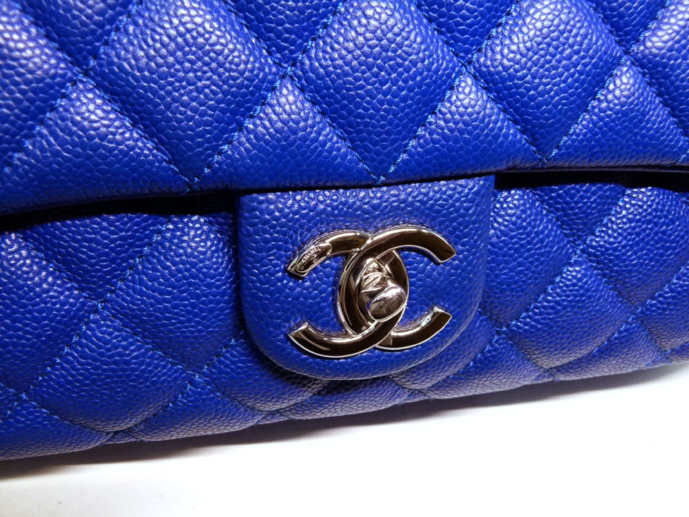 Chanel 17953750 13S Blue Fonce Caviar Easy Flap Bag Silver Hardware-27171