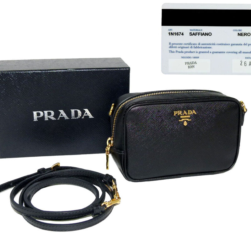 Prada 1N1674 Black Saffiano Square Sling Bag-0