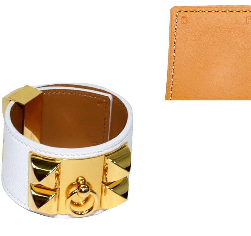 Hermes CDC White Epsom Small Size Q Stamp Gold Hardware-0