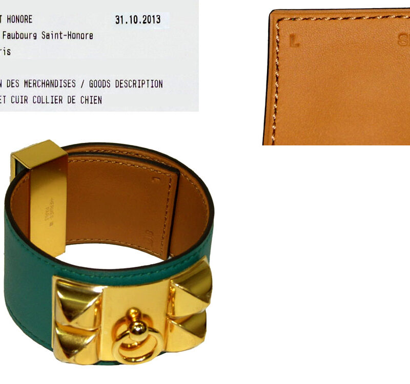 Hermes CDC Malachite Veau Q Stamp Gold Hardware L Size-0