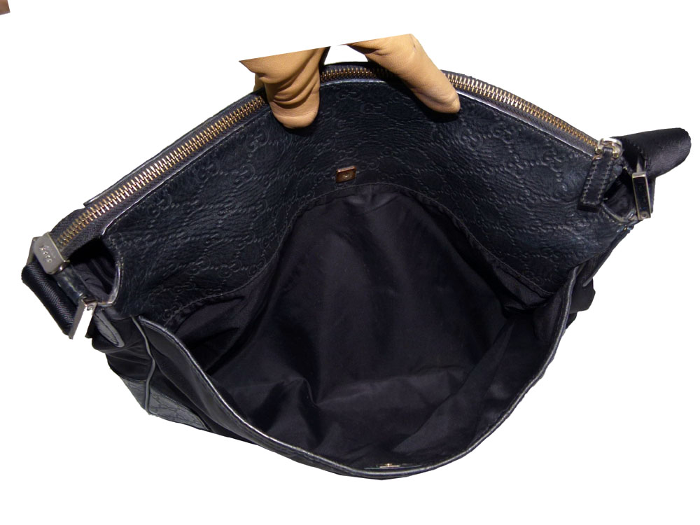 Gucci 161821 Black Canvas w Guccissima Trim Messenger Bag-27335