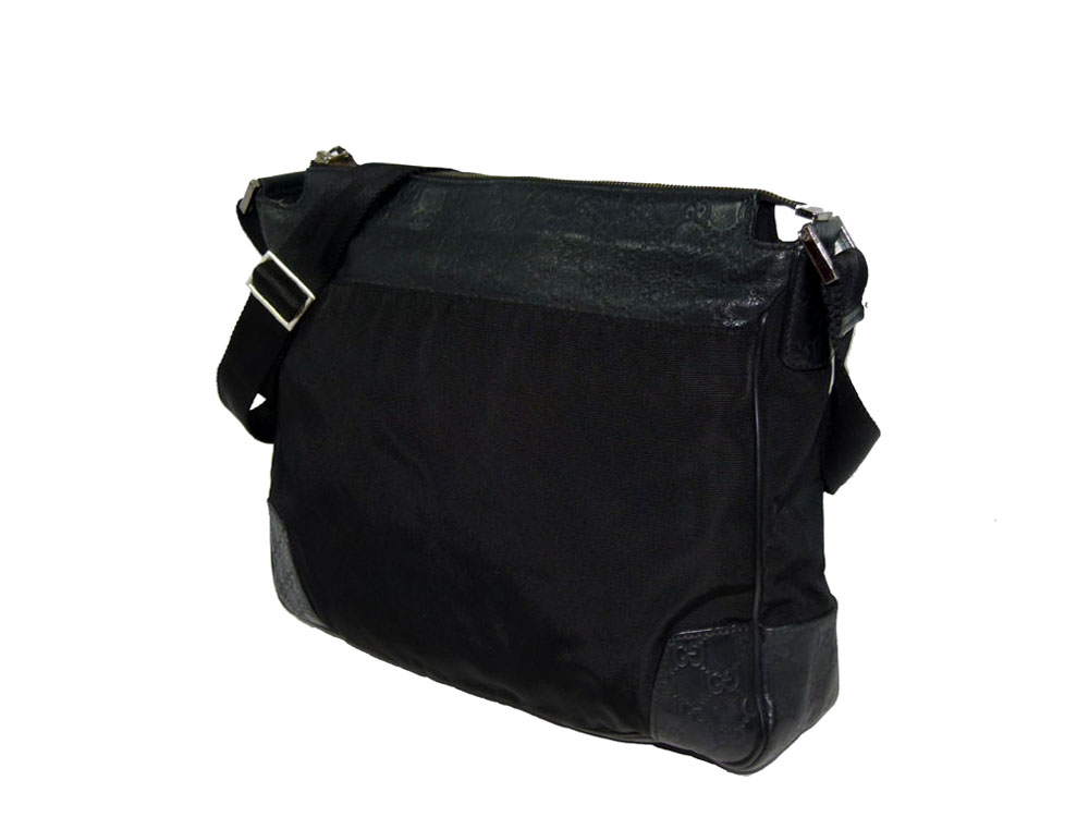 Gucci 161821 Black Canvas w Guccissima Trim Messenger Bag-27336