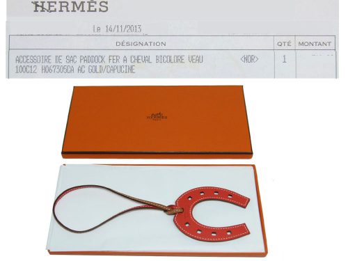 Hermes Horseshoe De Sac Paddock Bicolor Gold/ Capucine Bag Charm Collection-0