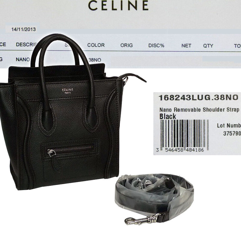 Celine Black Nano Luggage with Strap-0