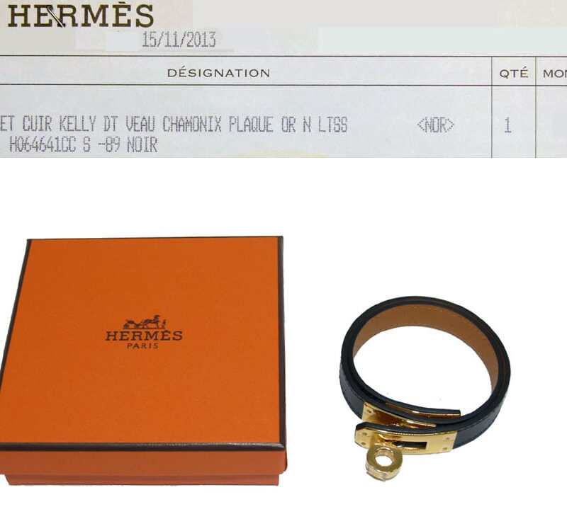 Hermes Black Kelly Double Tour with Gold Hardware "Q" Stamp - Size S-0