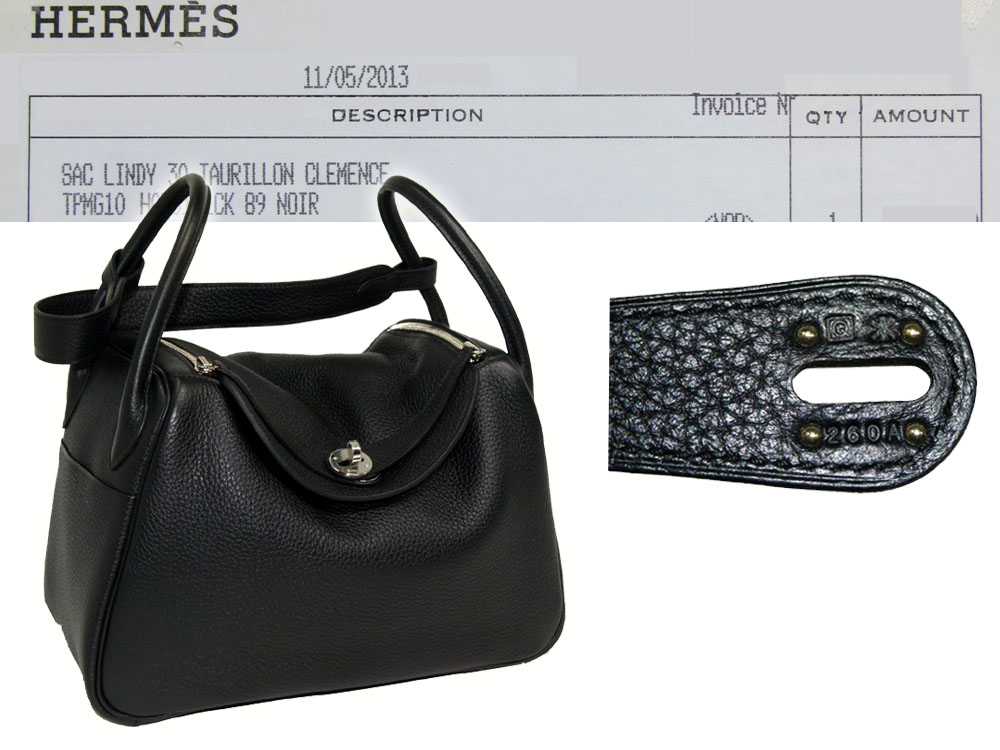 Hermes Lindy 30 Black Clemence Leather "Q" Stamp Shoulder/ Tote Bag-0