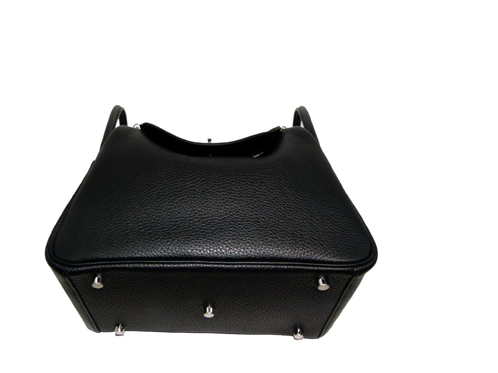 Hermes Lindy 30 Black Clemence Leather "Q" Stamp Shoulder/ Tote Bag-27469