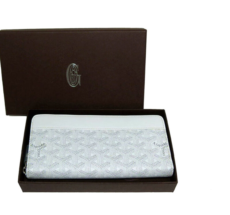 Goyard White/Yellow Interior Signature Logo Matignon APM Zip GM Passport / Long Wallet-0