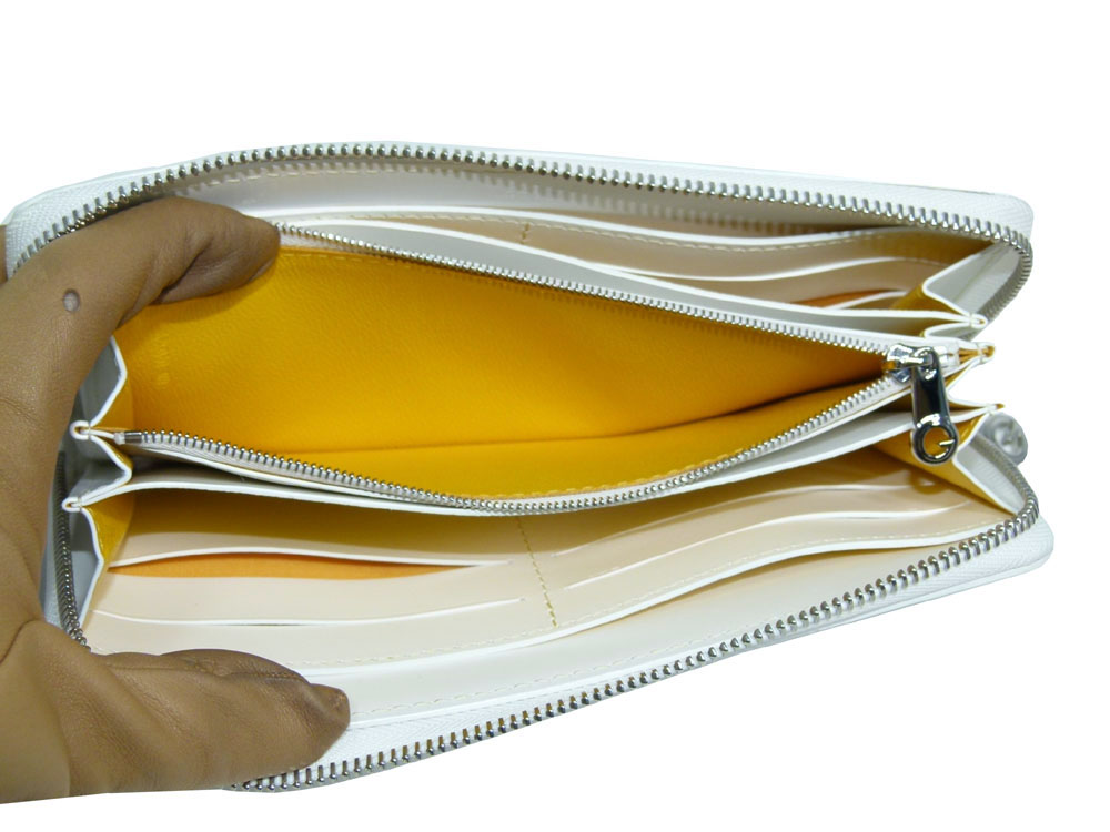Goyard White/Yellow Interior Signature Logo Matignon APM Zip GM Passport / Long Wallet-27831