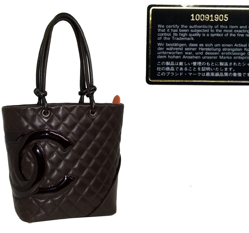 Chanel 10091905 Brown/ Black Patent CC Logo Cambon Small Tote-0