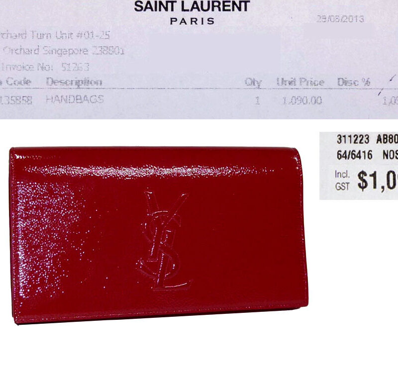 YSL 311223 Red Patent Clutch Large -27549