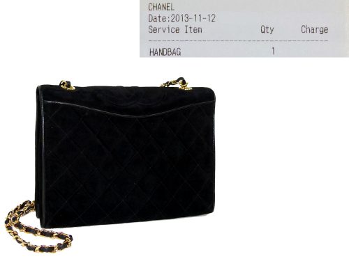 Chanel Black Suede Quilted Vintage Flap Classic Bag / Clutch in Gold Hardware-0