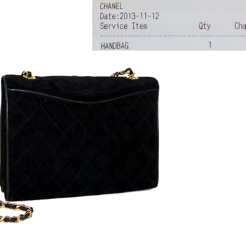 Chanel Black Suede Quilted Vintage Flap Classic Bag / Clutch in Gold Hardware-0