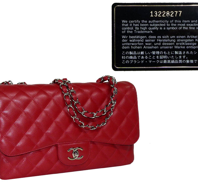 Chanel 13228277 Red Caviar Single Flap Jumbo SHW-0