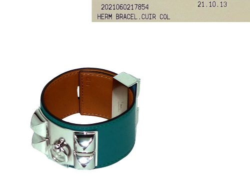 Hermes Collier De Chien CDC Malachite PHW Q Stamp S Size Bracelet-0