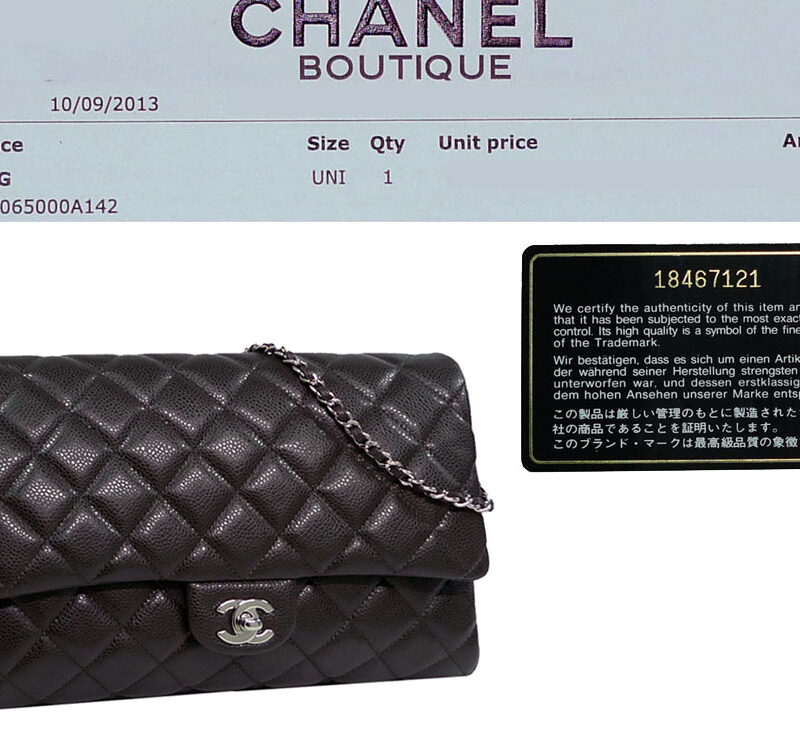 Chanel 18467121 Dark Brown Caviar Timeless Clutch Chain Silver Hardware-0