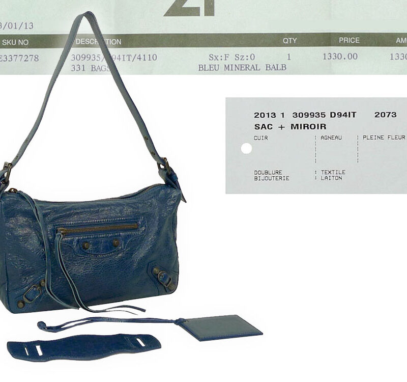 Balenciaga 309935 Bleu Mineral Classic Bag-0