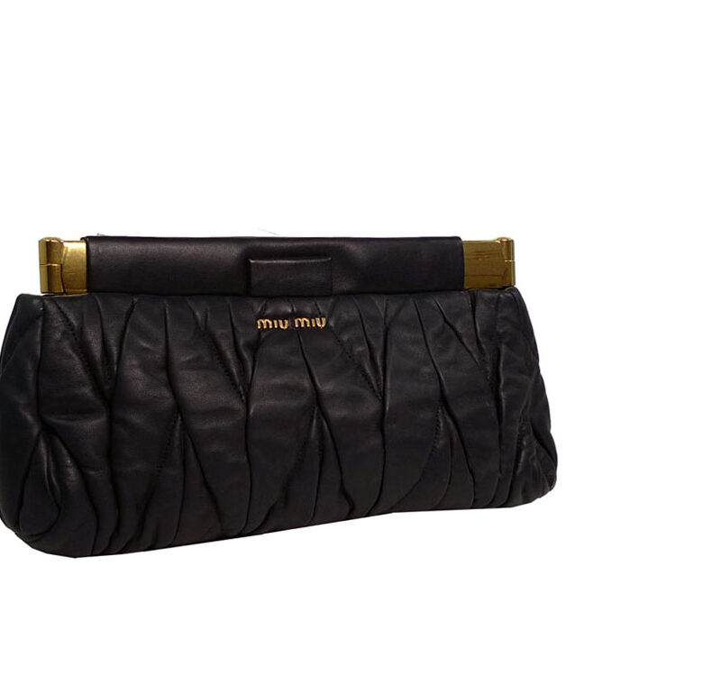 Miu Miu Black Matelasse Lux Clutch-0