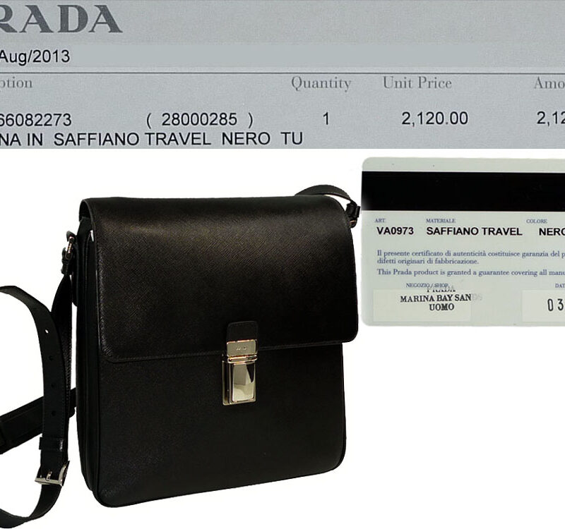 Prada VA0973 Black Saffiano Travel Messenger Bag-0