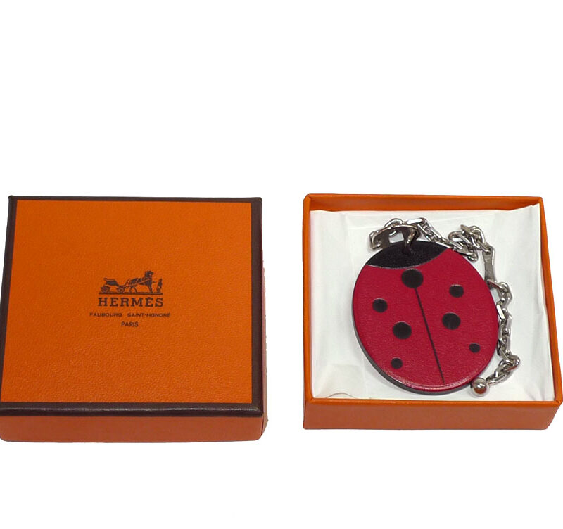 Hermes Red Lady Bird Bag Charm/ Key Holder-0