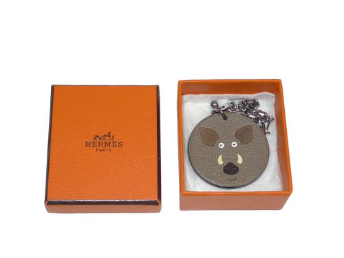 Hermes Etoupe Animal Leather Bag Charm / Key Holder-0