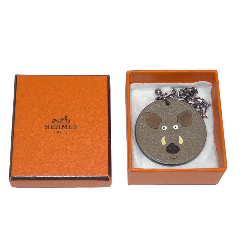Hermes Etoupe Animal Leather Bag Charm / Key Holder-0