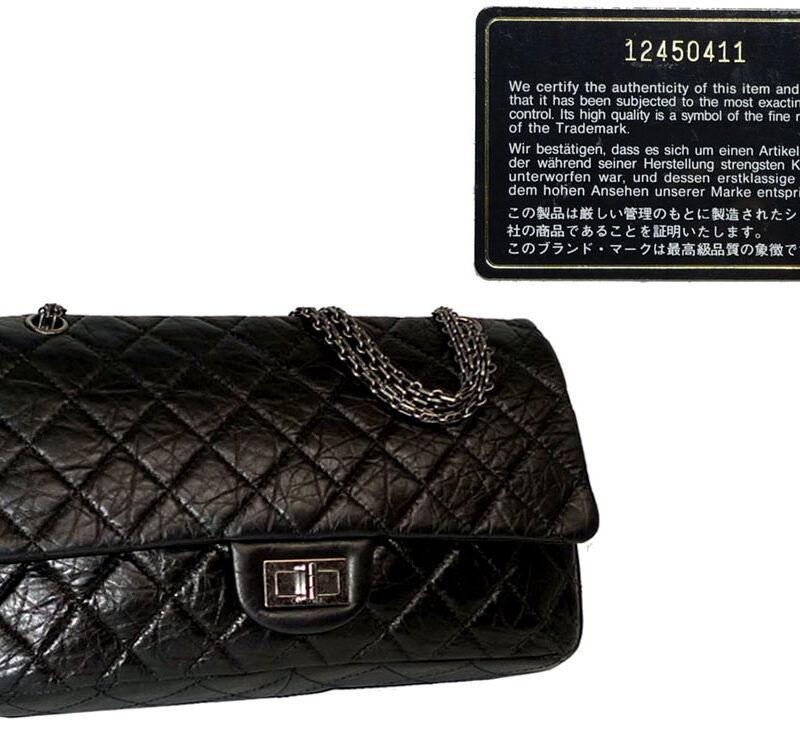 Chanel 12450411 Black Distressed 255 Reissue Large Size with Matt Silver Hardware-0