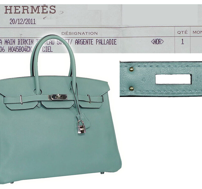 Hermes Birkin 35 Ciel Swift N Stamp PHW -0