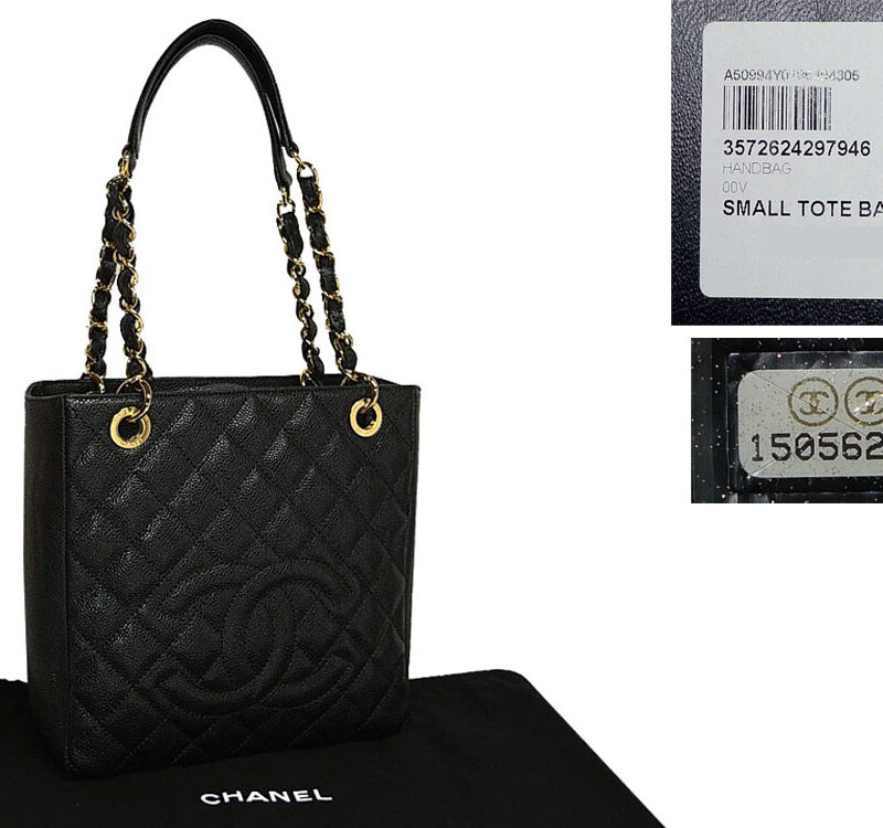 Chanel 15056265 Black Caviar Classic Petit Shopping Tote with " 31 Rue Cambon" on Gold Hardware-0
