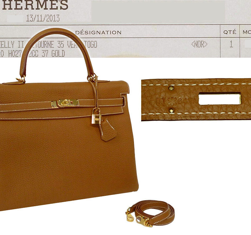 Hermes Kelly 35 II Gold Togo Leather Gold Hardware Q Stamp-0