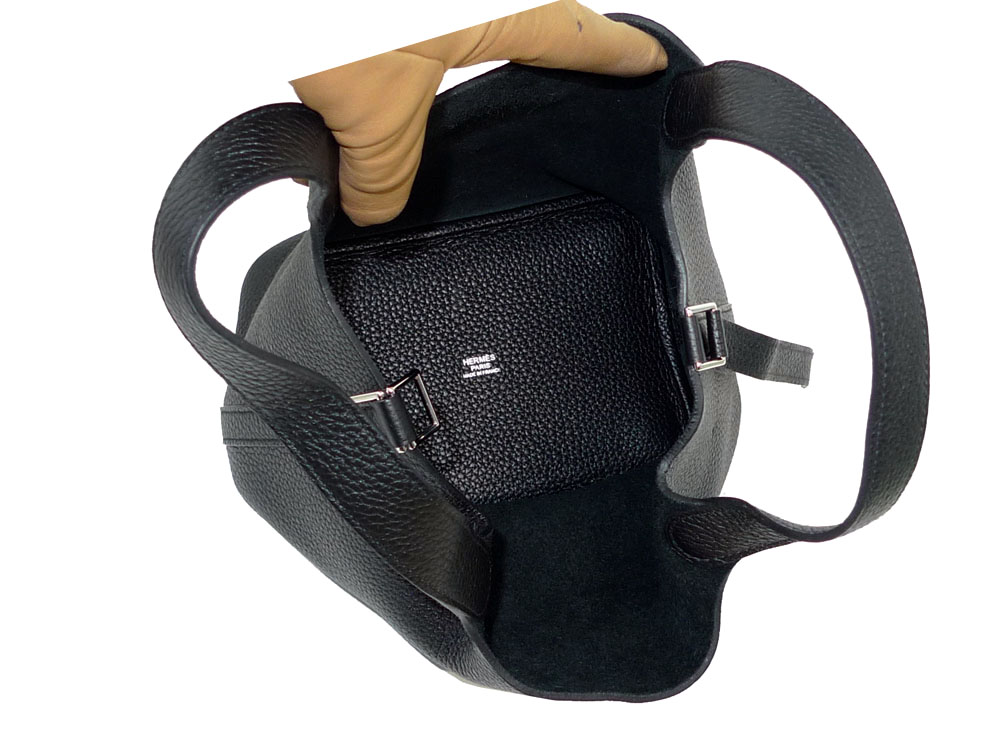 Hermes Picotin PM Black in 'P' Stamp Clemence Leather Tote-28172
