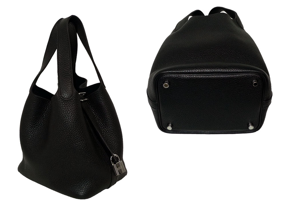 Hermes Picotin PM Black in 'P' Stamp Clemence Leather Tote-28174