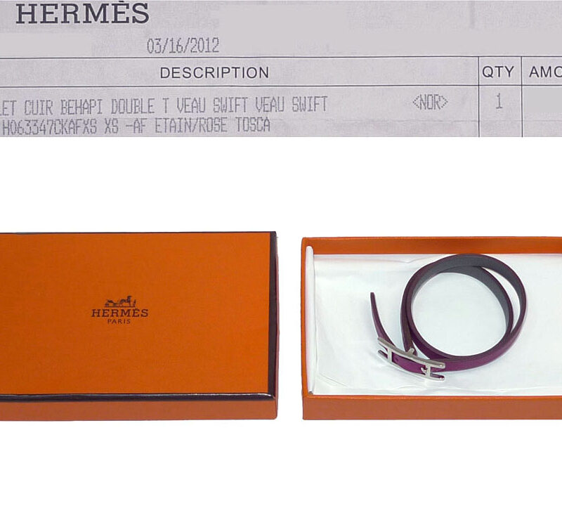 Hermes Behapi ' Be Happy ' Tosca / Etain Reversible Double Tour 'O' Stamp in Size XS-0