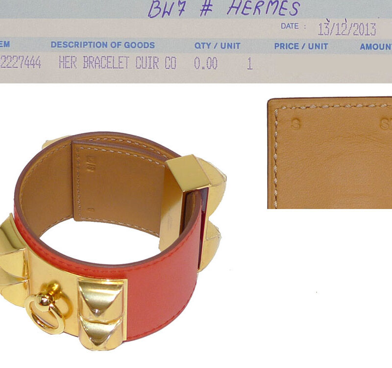 Hermes Collier De Chien CDC Capucine Gold Hardware Q Stamp S Size Bracelet-0