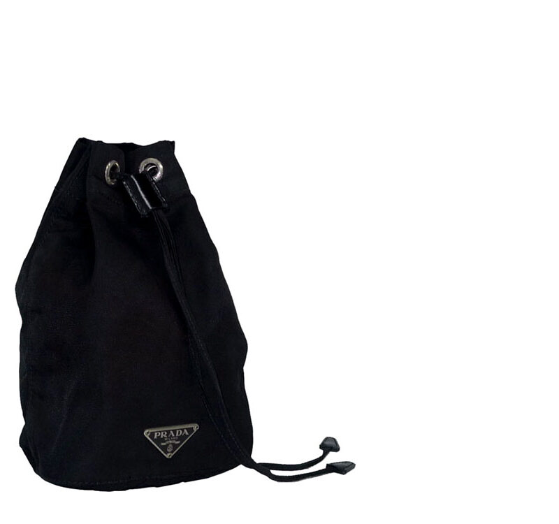 Prada Black Nylon Drawstring Pouch-0