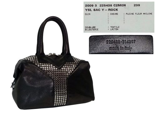 YSL 225438 Black with Studs/ Rock Boston Bag-0
