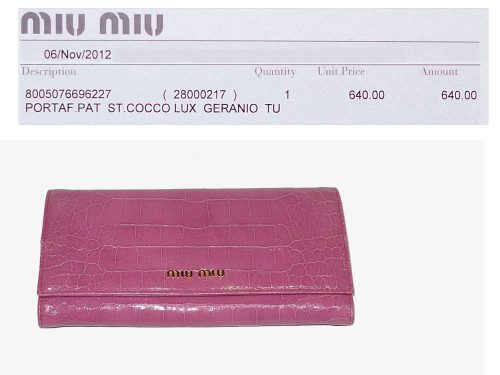 Miu Miu Pink Croco Embossed 12 Cards Long Wallet-0