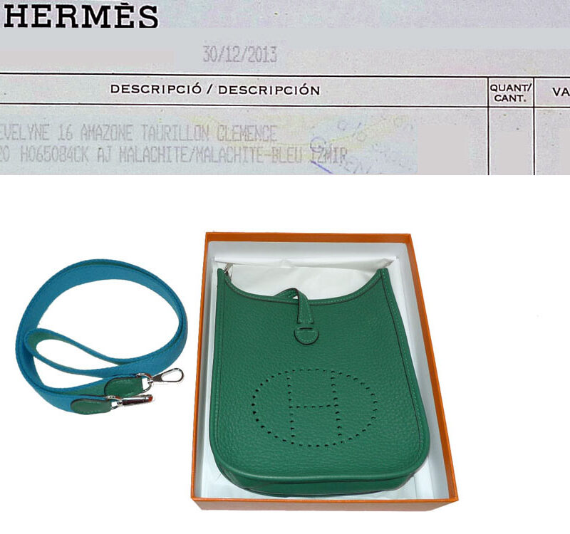 Hermes Evelyne16 Pochette TPM Q Stamp in Duo Color Malachite/ Bleu Izmir Amazona Strap Crossbody Bag-0