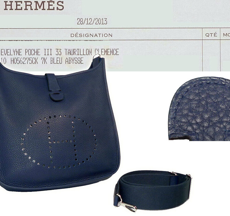 Hermes Evelyne 33 Pochette III Medium Size Bleu Abysse "O"Stamp Messenger for Unisex-0