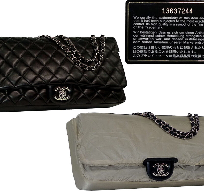 Chanel 13637244 Coco Rain Classic Medium Flap in Black Soft Lambskin Silver Hardware bag-0