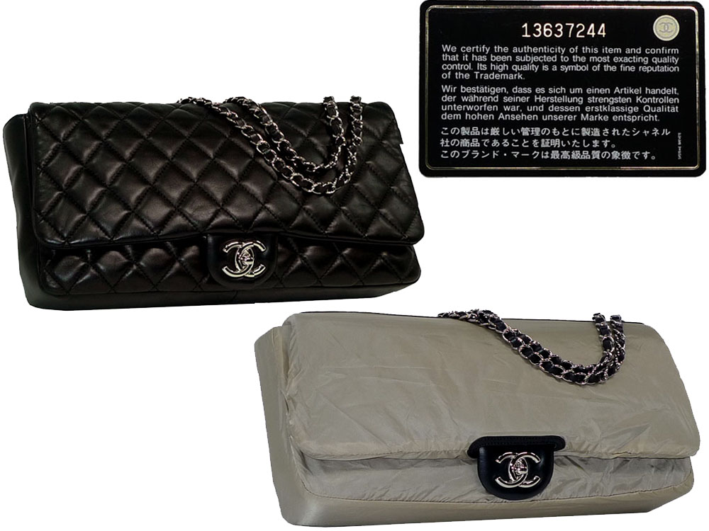 Chanel 13637244 Coco Rain Classic Medium Flap in Black Soft Lambskin Silver Hardware bag-0