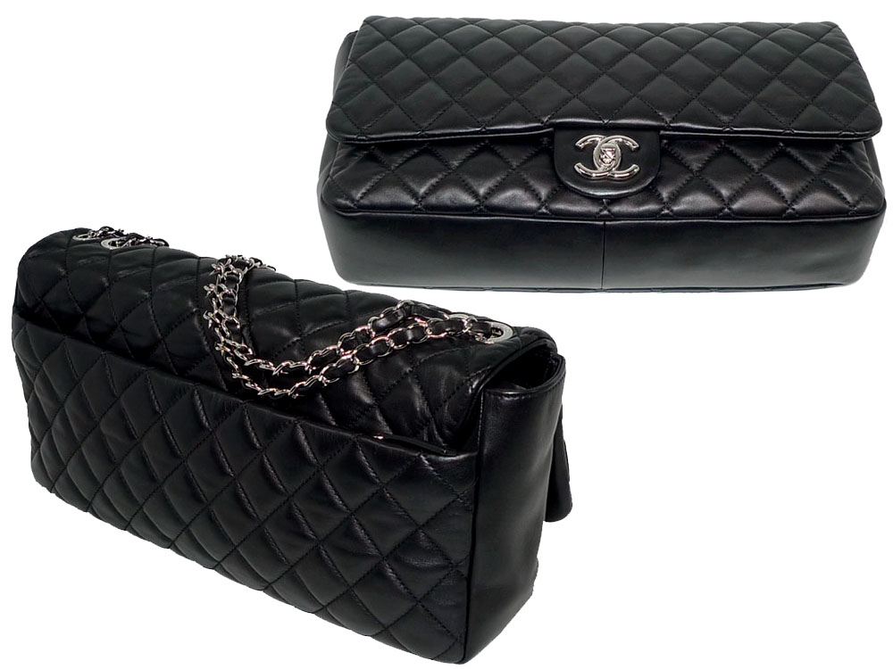 Chanel 13637244 Coco Rain Classic Medium Flap in Black Soft Lambskin Silver Hardware bag-28550