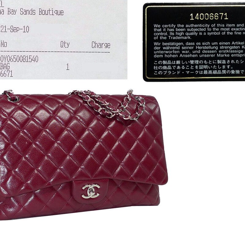 Chanel 14006671 Red Caviar Maxi Single Flap SHW-0