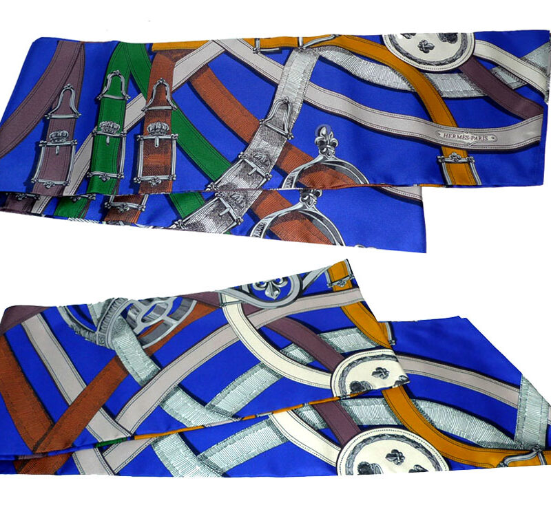 Hermes Silk Maxi Twilly, 87'' x 8'' in Bright Blue Astrologie Nouvelle-0