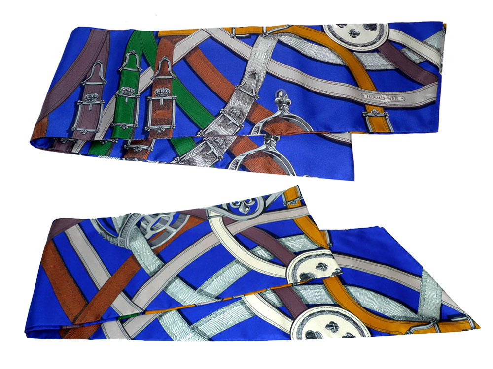 Hermes Silk Maxi Twilly, 87'' x 8'' in Bright Blue Astrologie Nouvelle-0