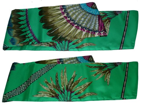 Hermes Silk Maxi Twilly, 87'' x 8'' in Bright Green Astrologie Nouvelle-0