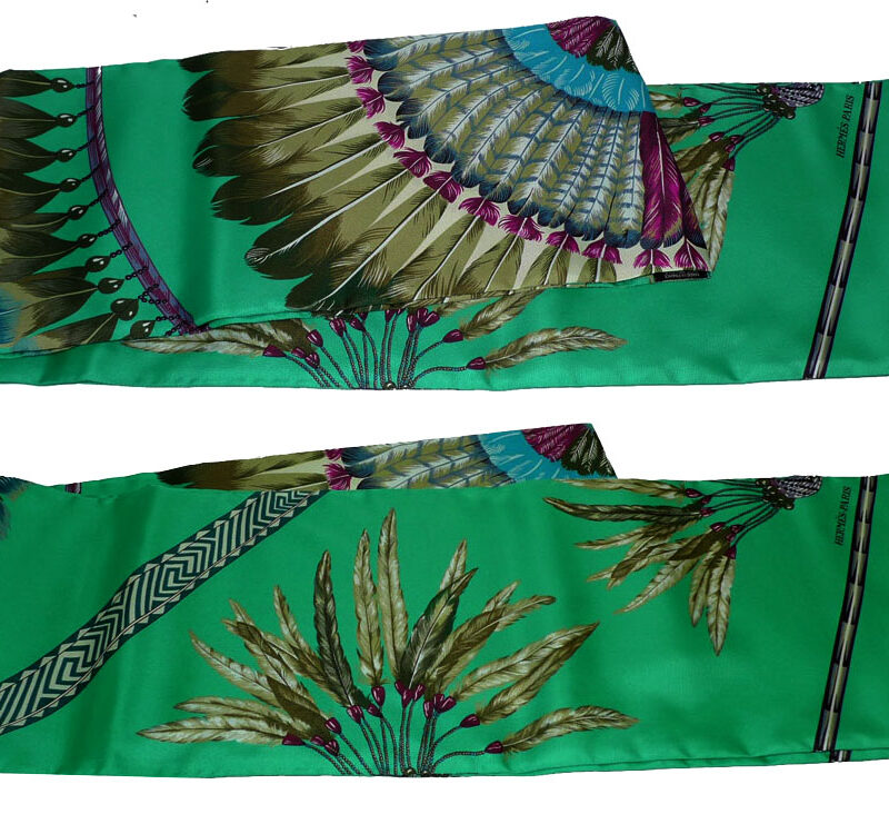 Hermes Silk Maxi Twilly, 87'' x 8'' in Bright Green Astrologie Nouvelle-0