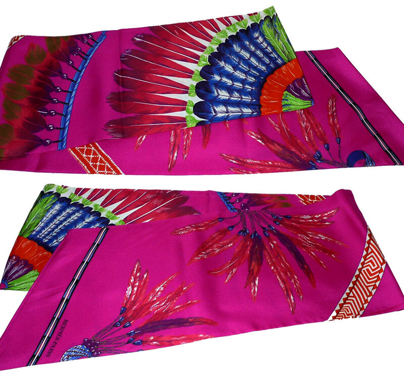 Hermes Silk Maxi Twilly, 87'' x 8'' in Bright Pink Astrologie Nouvelle-0