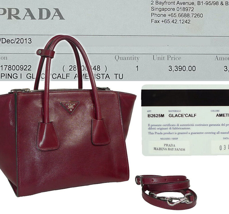 Prada B2625M Glace Calf Ametista Tote w Strap-0